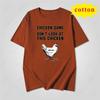 American Retro Fun Chicken Game Funny Hen Print Loose Short Sleeved Tshirt
