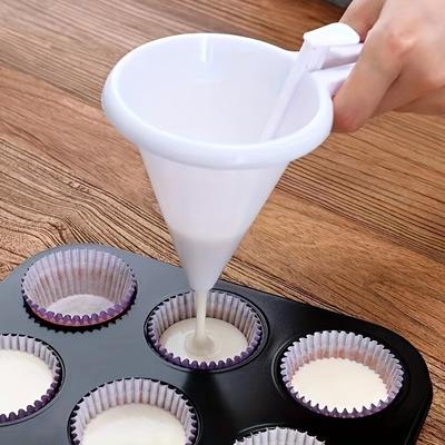 1 dispenser per pastella per glassa, strumento portatile per cuocere cupcake, imbuto per cioccolato, separatore per imbuto per pastella, misurino portatile, gadget da cucina
