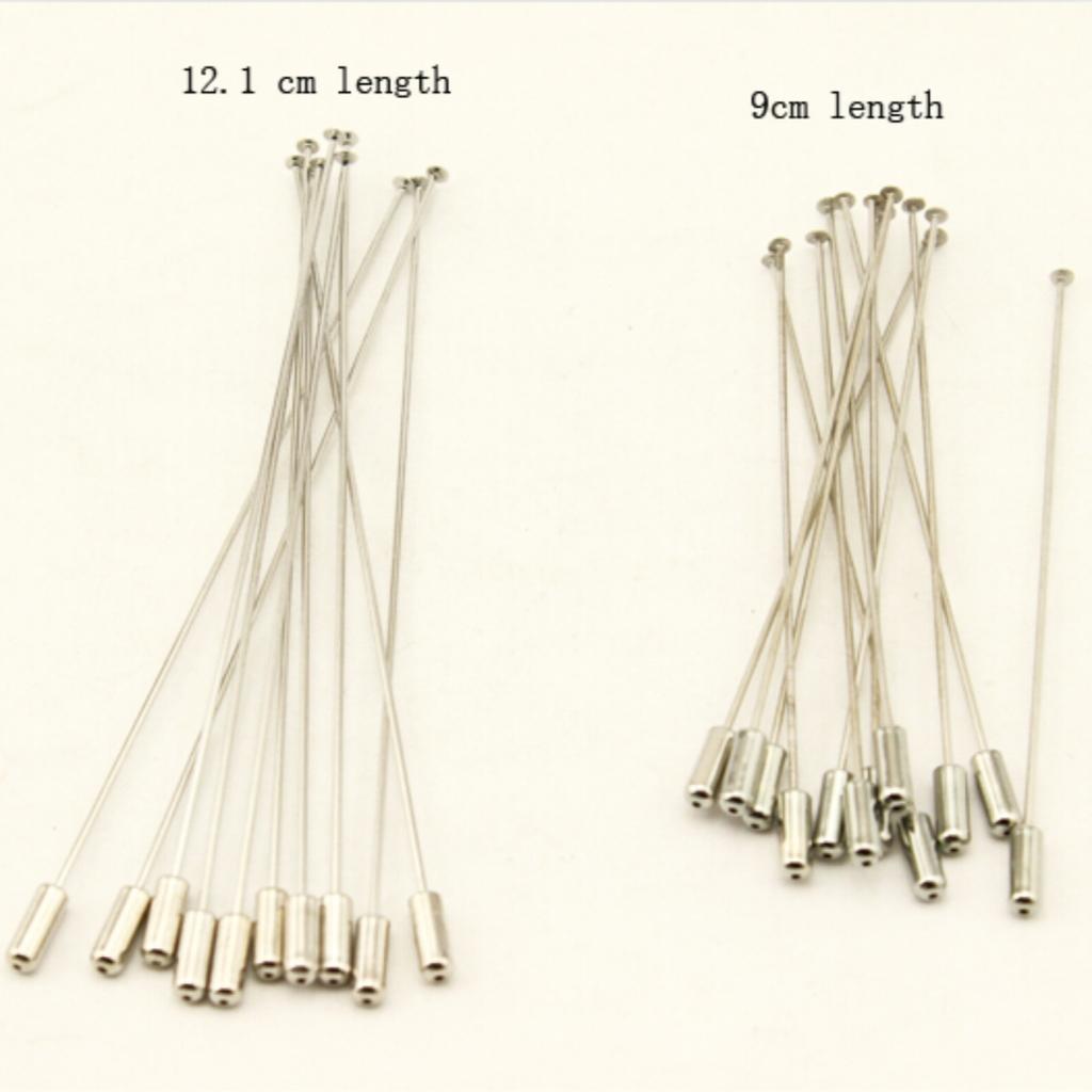 10pcs 60/90/120mm Brooch Needle Flat Head Rhodium Pins With Stopper Safety Pins For Jewelry Finding DIY Clothing Brooch Findings