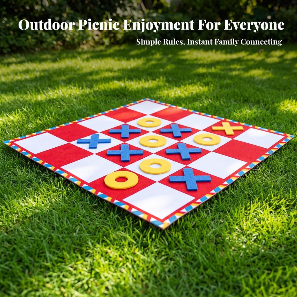 Portable Giant Noughts and CrossesToe | Jumbo, Tic Tac Toe Mat, Reusable, for
