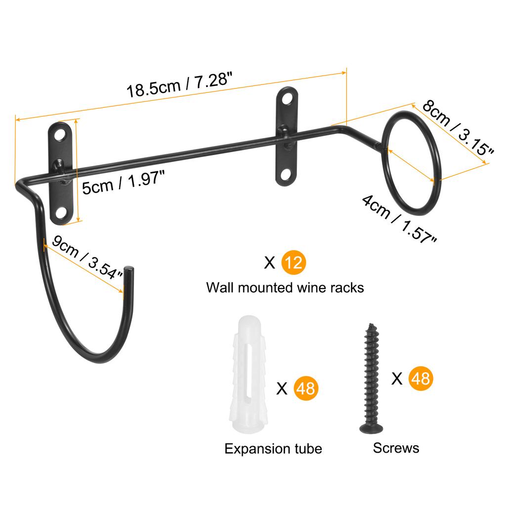 Spiral Wine Wall Holder 12Pcs Wine Bottle Display Holder Wine Bottles Display Wall Storage Shelf for Home Bar Wall Black Right