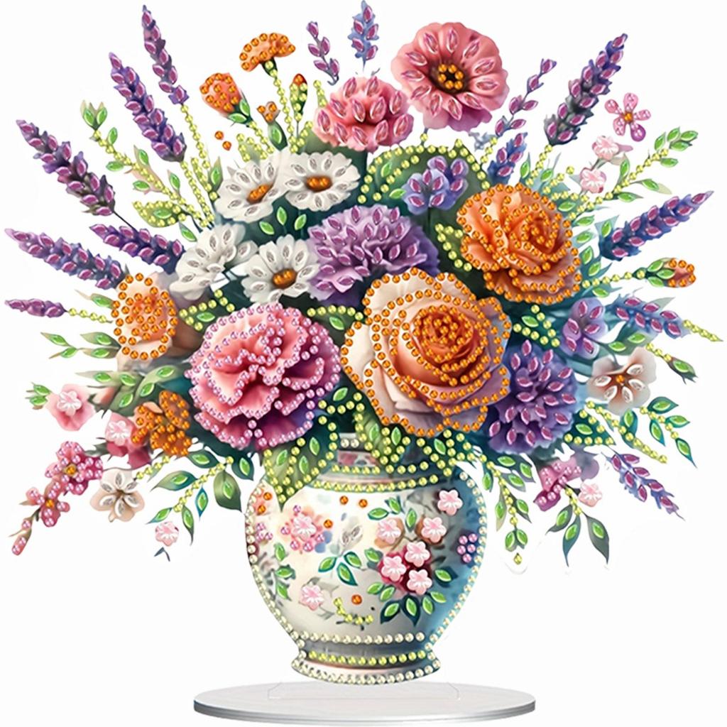 2D Flat Print Flower DIY 5D DIY Diamond Art Tabletop Decorations Diamond Painting Desktop Decorations Bedroom Table Decoration