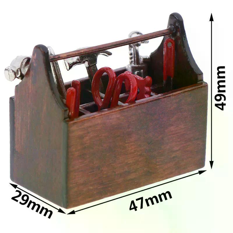 1Set 1:12 Dollhouse Miniature Toolbox Handmade Doll House Accessories Tools Sets