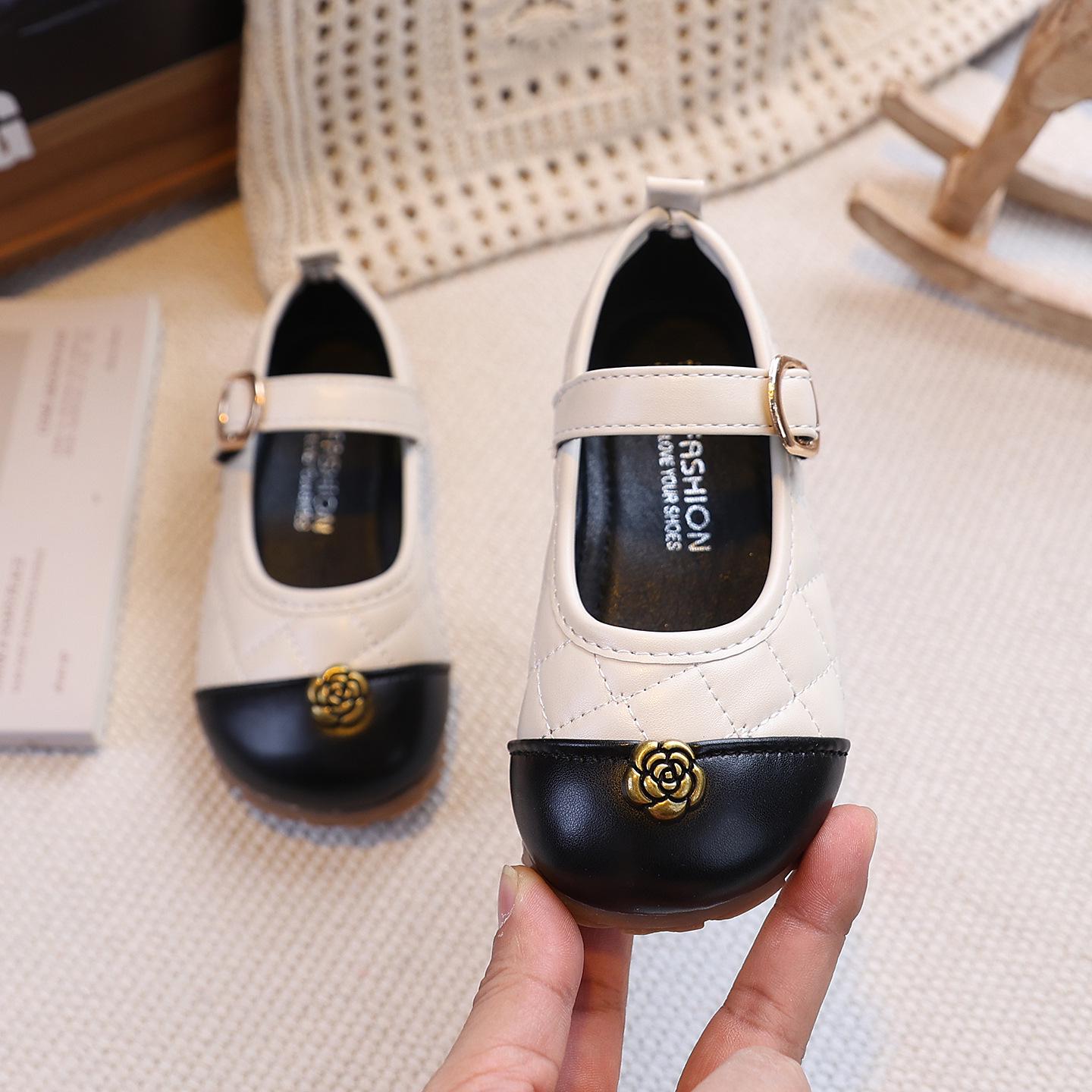 Girls  French Style Leather Loafers - 2026 New Spring/Autumn Princess Shoes Size 24 - Inner Length 15.0cm