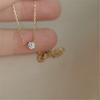 Silver Gold Plated Necklace Versatile Single Sparkling Zircon Clavicle Chain for Women Wedding Jewelry