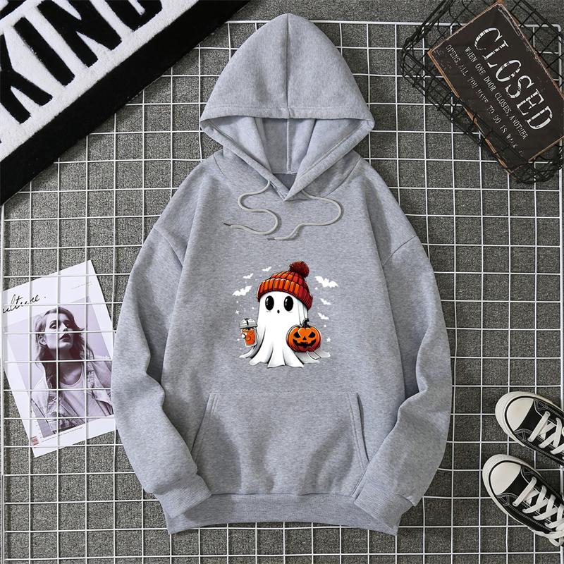 Women's Fashion Tops Casual O-neck Halloween Print Long Sleeve Loose Pullover Shirts, Creative Halloween Theme Printed Hoodie