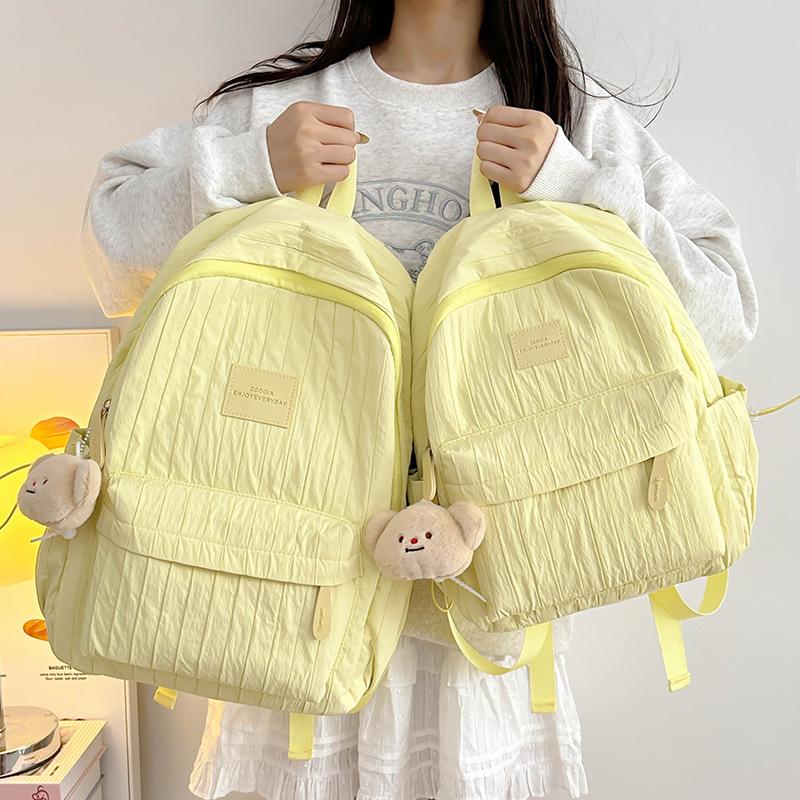 Schoolbag Solid Color Backpack 1011 New Junior High School Girls High School College Students School Bag Women Travel Lightweight Small Backpack