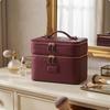 DoubleLayer Cosmetic Case doubleCompartment Makeup Organizer with Handle TravelFriendly TwoTier