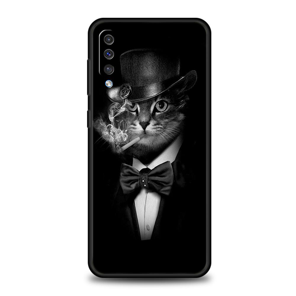 

Phone Case for Samsung Galaxy A56 A36 A26 A06 A16 A24 A36 A54 A14 A42 A22 A20 A12 A10 5G Soft TPU Shell Fashion Kitten Smoking Samsung A06