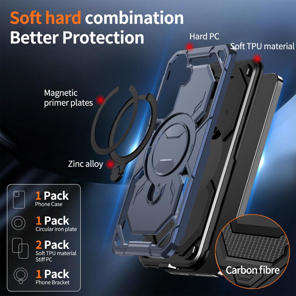 Armor Stoßfeste Hülle für Samsung Galaxy A14 A15 A25 A35 A55 A05S A6 A16 A26 A36 A56 5G Magnetische Halterung Handyhülle Coque Fundas