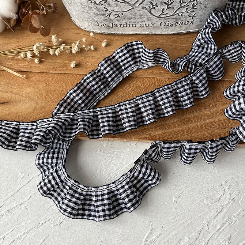 Material organza din dantelă neagră pentru îmbrăcăminte și accesorii DIY - Decorare decolteu și tiv fustă