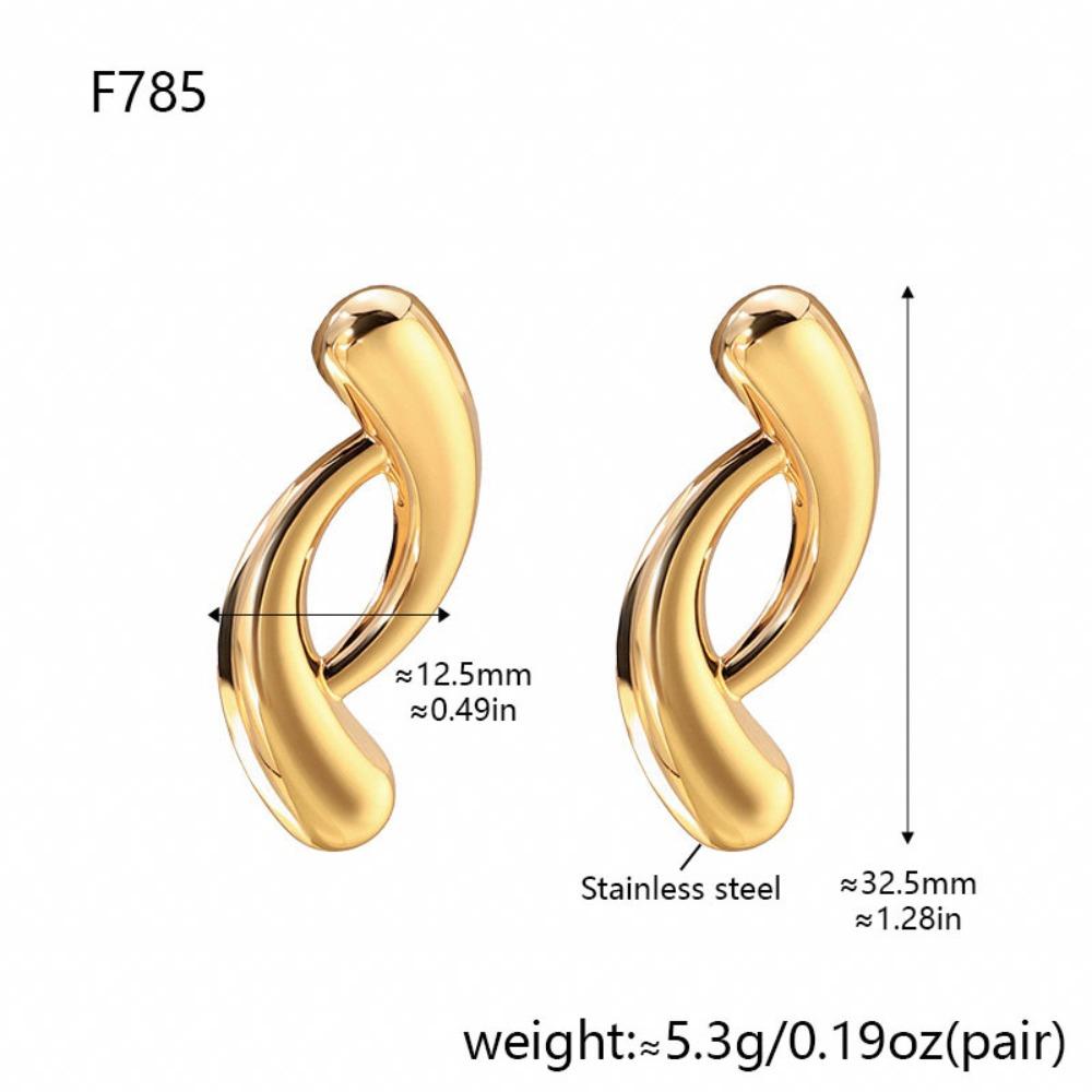 Temperament Simple Stainless Steel Gold Color Hollowed-out Geometry Stud Earrings for Women Retro Fashion Does Not Fade Jewelry