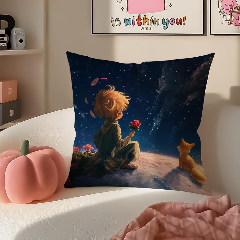 Classic French Literary IP Anime LLittle Prince Cushion Cover Pillowcase Short Plush Invisible zipper Room Sofa Cushion Cover
