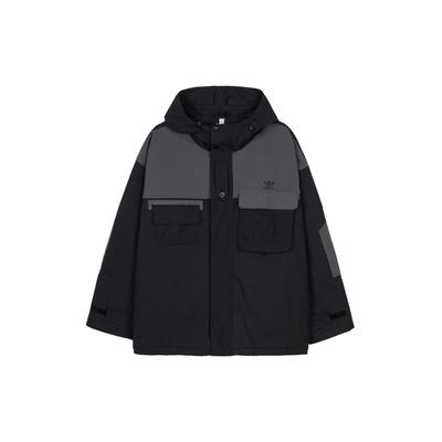 Originals Trefoil Spliced Zip-Up Hoodie Jacket Men Outerwear Black IC8164