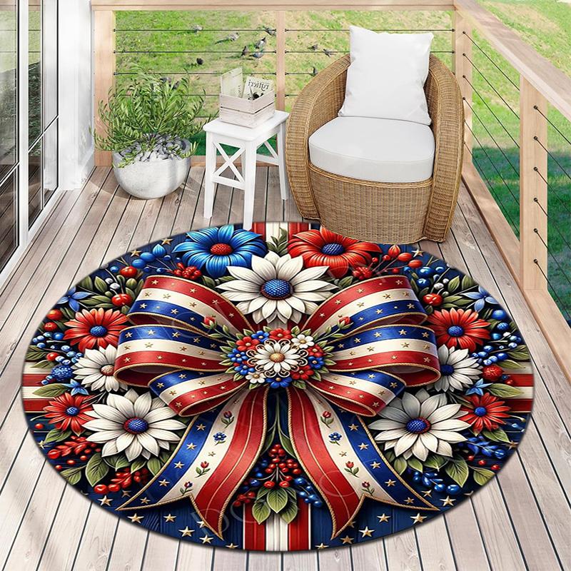 Cute Christmas Day Gift Bell Santa Claus Snowman Christmas Tree round rug Home Soft Decorative Anti slip Chair Mat Carpet Outdoor Floor Mat Carpet 11