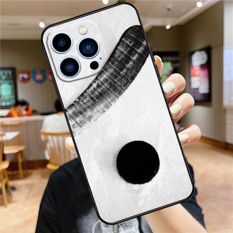 

Hockey Stick and Puck Phone Case For iPhone 16 15 Pro Max 14 11 13 12 Mini 7 8 Plus X XR XS Max Cover iPhone 12 mini