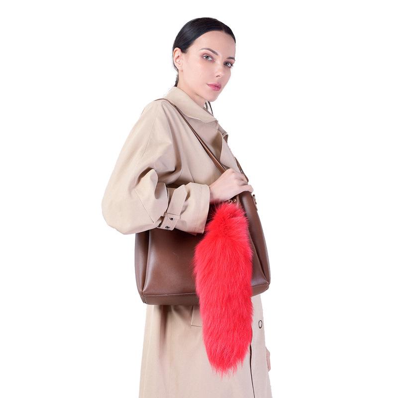 Silberblaufuchs Pelz XL Anhänger: Echter Pelz Damen Taschenanhänger & Auto-Schlüsselanhänger