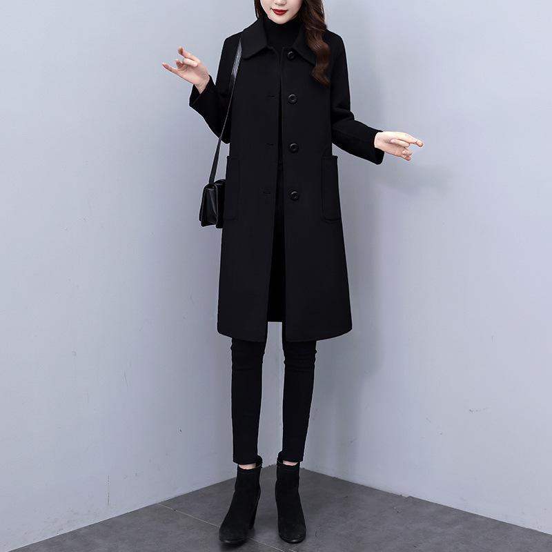 Manteau en laine slim pour femme style britannique - Longueur moyenne, Collection Printemps 2025