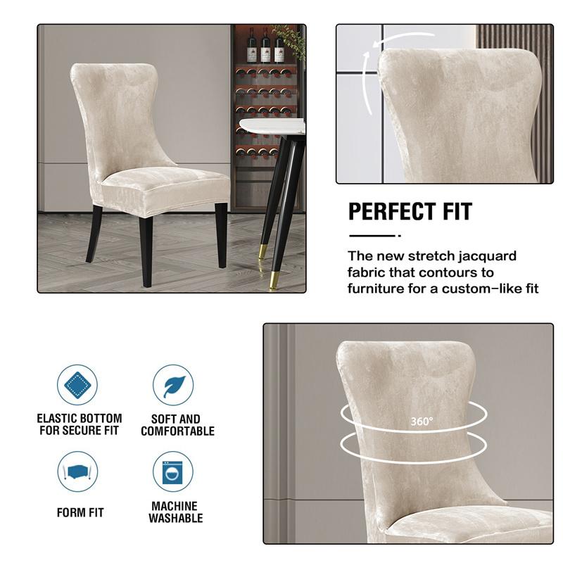 4Pcs/Set Soft Velvet Chair Covers Elastic Dining Chair Slipcovers Stretch Spandex Chair Seat Cover for Hotel Home Living Room