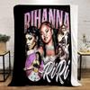 "Rihanna Collage Design Blanket" Patterned Flannel Blanket Perfect for the Bedroom Living Room, Sofa, or a Little Nap