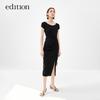 Edition Women's Spliced Short Sleeve Little Black Dress