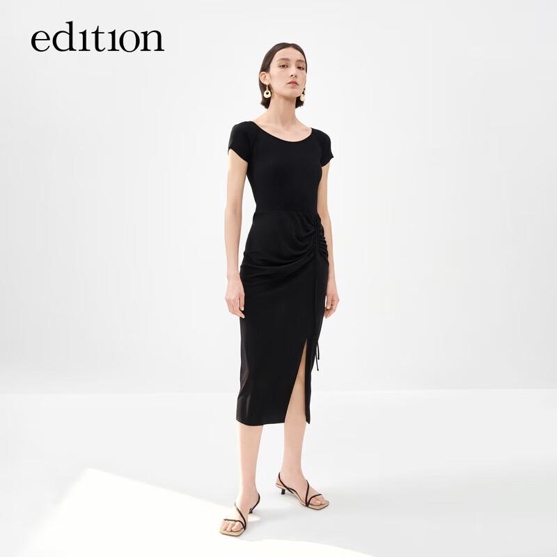 Edition Women's Spliced Short Sleeve Little Black Dress