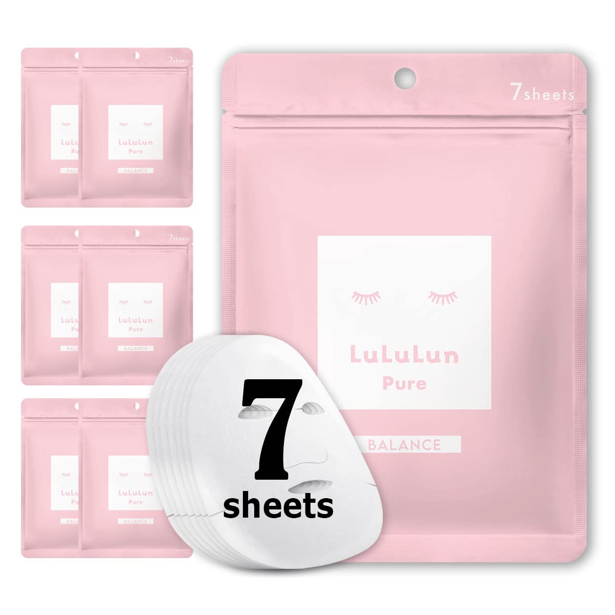 

LULULUN Pure Pink Увлажняющая маска для лица 7 шт. (Сбалансированный тип)