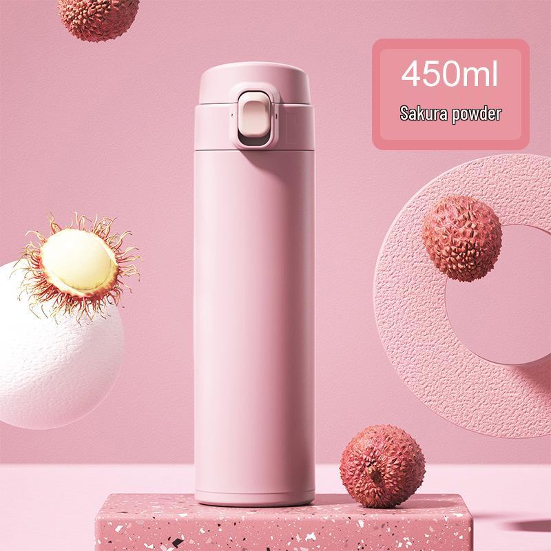Macaron Flip-Top Insulated 304 Stainless Steel Tumbler - Car Vacuum Water Cup Gift