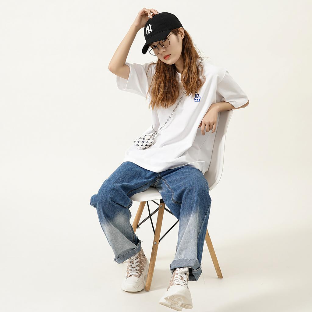 New MLB Drop Shoulder Sleeve T Shirt Unisex White 3ATSM8023-07WHS