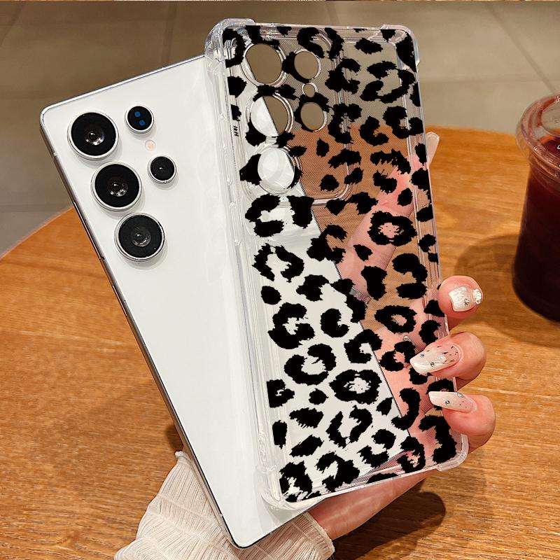 Leopard Print Patterned Phone Case For Samsung Galaxy S26 S25 S24 S23 Ultra S22 Plus S21 S24 S25 FE Clear Shockproof Soft Cover