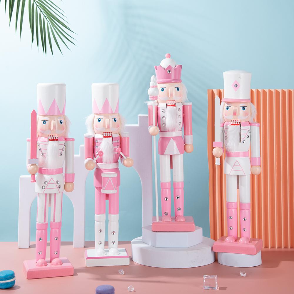 Pink & White Princess Style Wooden Nutcracker Ornament