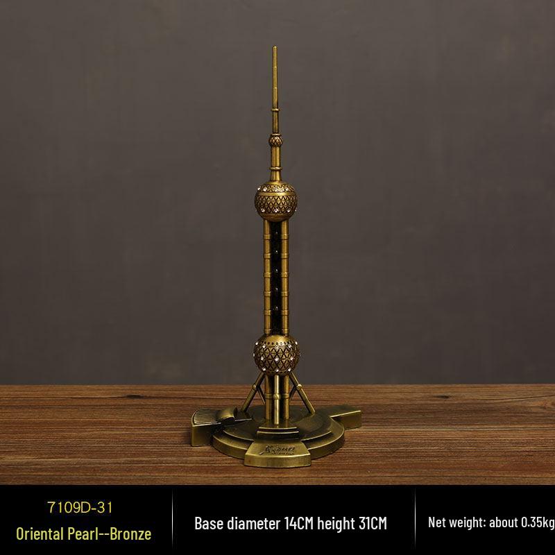 High-End Metal Landmark Building Model for Office & Living Room Decoration