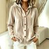 New European and American women's plush hooded cardigan solid color loose casual fashion sweater jacket