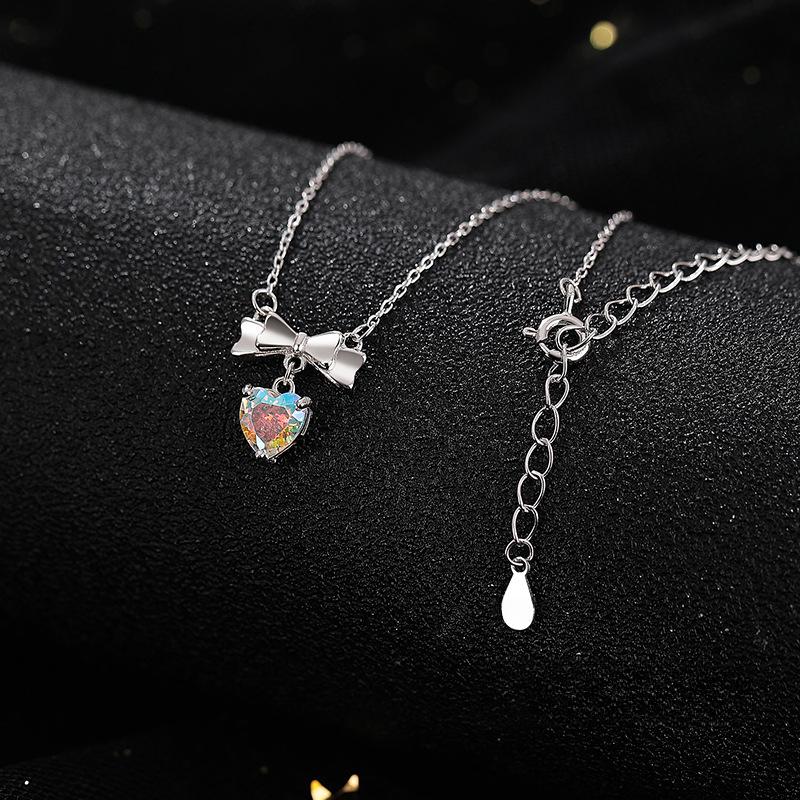 Fantasy Bow Heart Necklace, Sweet and Luxury, Summer Versatile Collar Chain for Women