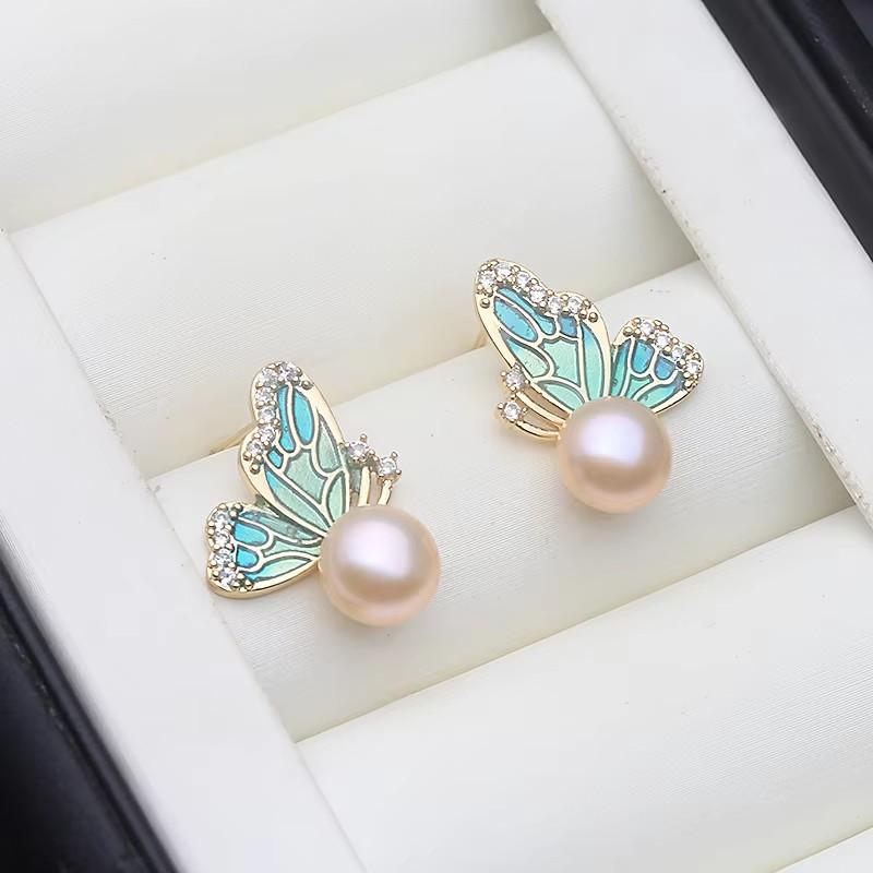 

Genuine Freshwater Natural Pearl Earrings Woman,Trend Silver 925 Stud Earrings Pearl Jewelry Wife Anniversary Gift White Black