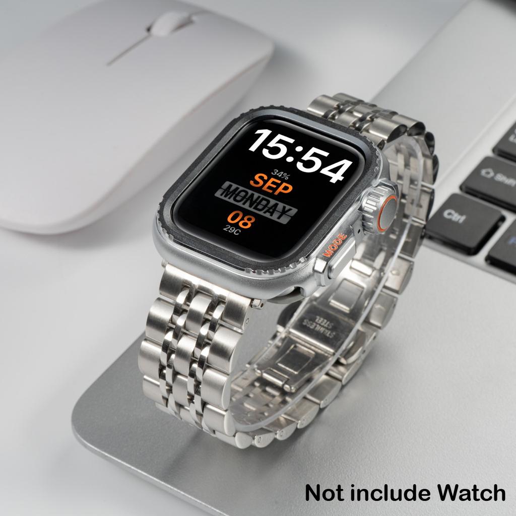 Stainless Steel Strap+Case For Apple Watch Ultra3 2 49mm 46 45mm 44 42mm Watch Luxury Bracelet For iWatch Series 11 10 9 8 7 6