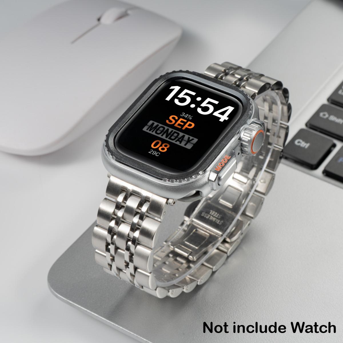 

Ремешок+Корпус из нержавеющей стали для Apple Watch Ultra3 2 49мм 46 45мм 44 42мм Часы Роскошный Браслет для iWatch Серии 11 10 9 8 7 6 Series 11 10-42mm