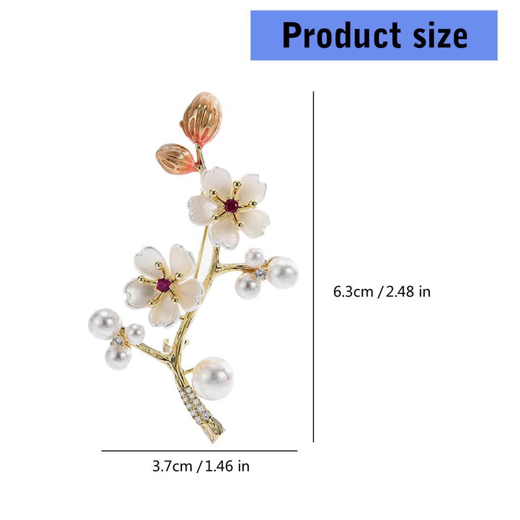 Elegant Vintage Plum Blossom Shell Brooch Pin with Pearls Chinese Inspired Jewelry Accessory Decoration For Scarves