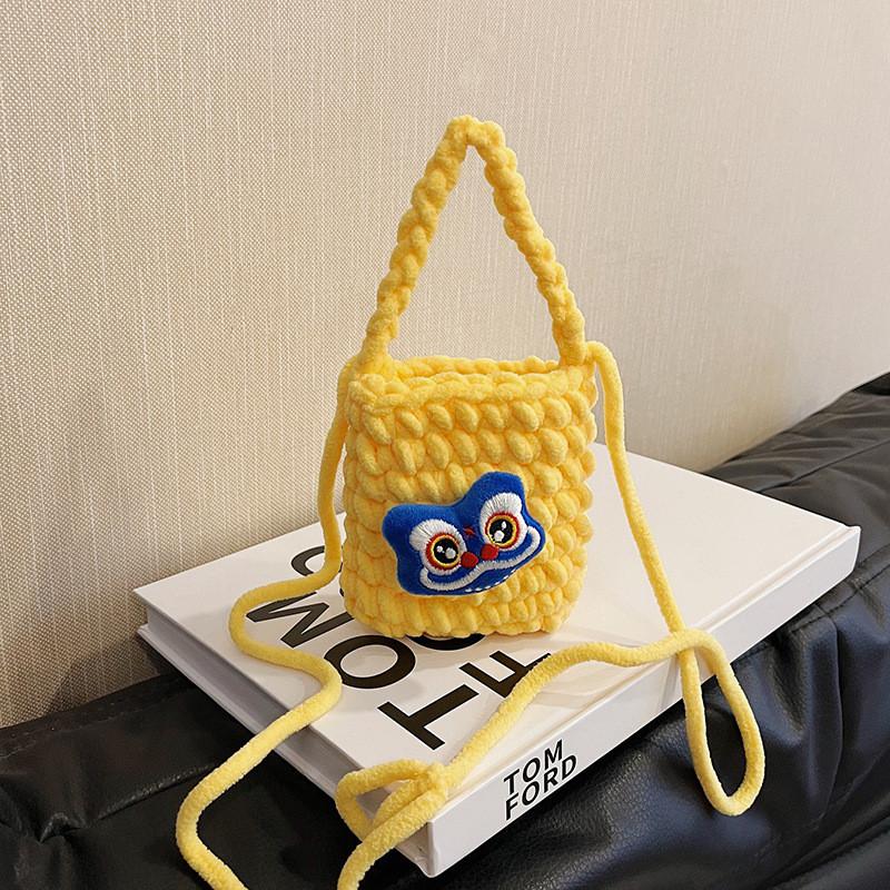 Stylish New Spring Baby Coin Purse Adorable Knitted Shoulder Bag For Kids Blue Cute Tiger Yellow