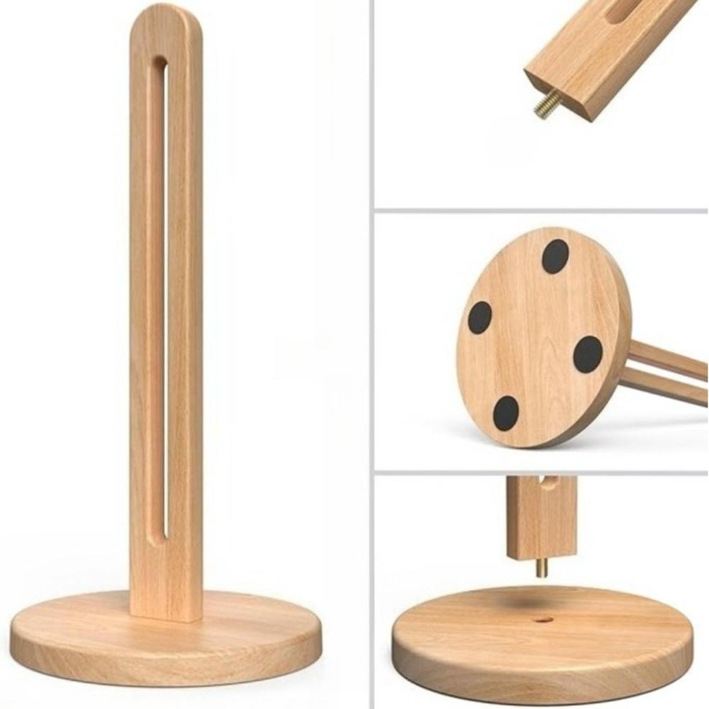 Wooden Standing Paper Towel Holder with Non Slip Pad Design Kitchen Bathroom Countertop Roll Storage Rack Bathroom Accessories