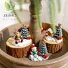 Christmas Decorations Snowman Xmas Tree Elk Small House Miniature Landscape Ornaments Winter Village Scene Desktop Display