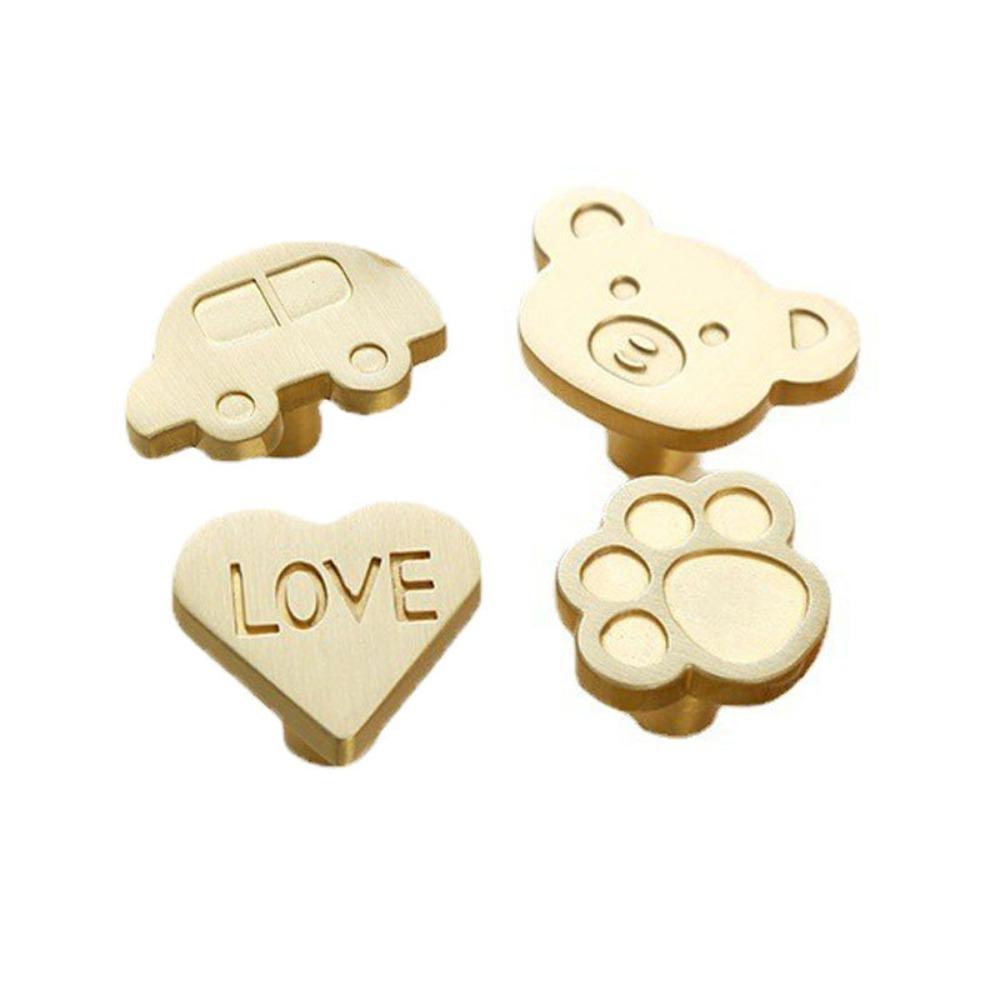 Heart-shaped Cartoon Door Handles Brass Cabinets Drawers Knobs Bear Furniture Handles  Hardware