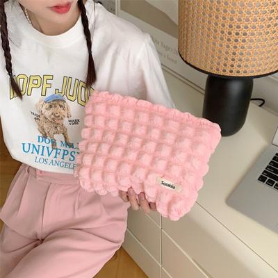 Soft Colored Large Capacity Bubble Yarn Cosmetic Bags Travel Skincare Toiletries Makeup Bag Organizer Clutch Daily Makeup Pouch
