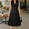 ZANZEA Women Casual Turn Down Collar Sleeveless Dress
