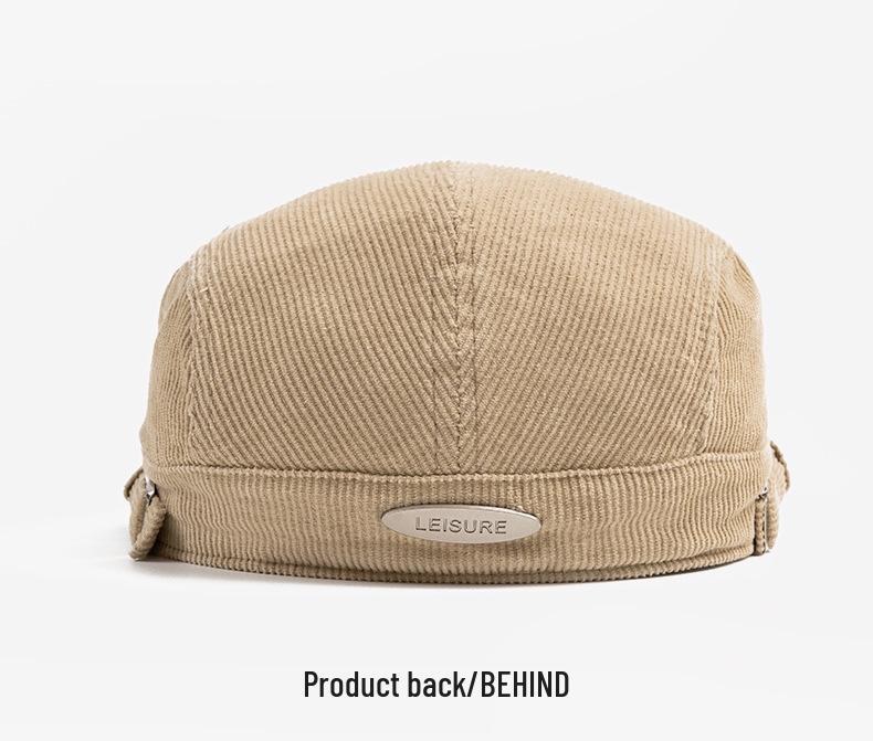 Men's Corduroy Cotton Newsboy Cap - Soft Brim Autumn Beret, Large Size, British Style Pageboy Hat