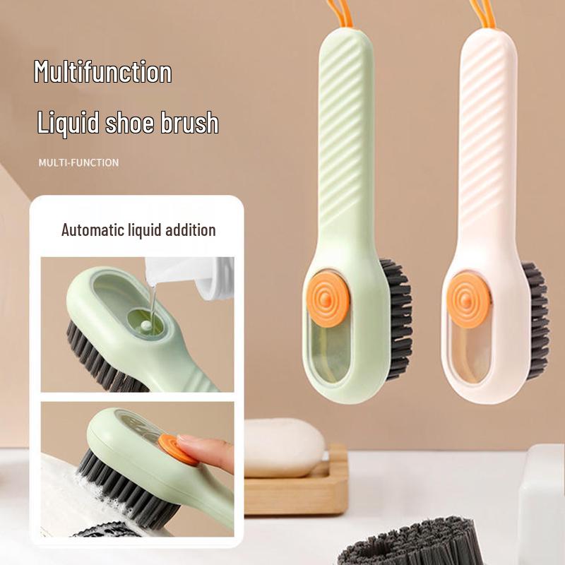Multi-Function Soft-Bristled Shoe Cleaning Brush with Press-Type Liquid Dispenser - Gentle On Shoes