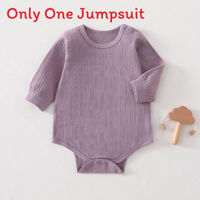 Baby Cotton Long Sleeve Footed Romper With Bone Free Jacquard Design For Newborns And Infants