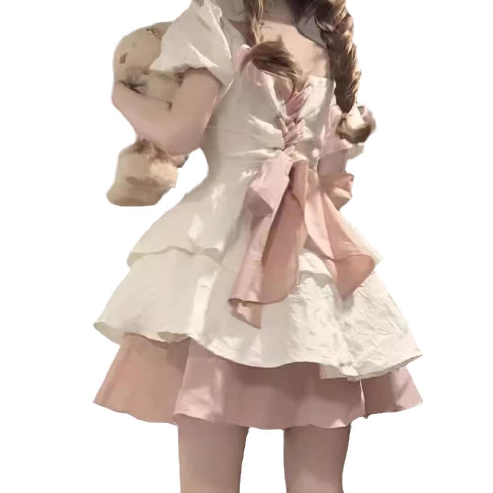 Fugitive Princess Puff Sleeve Summer Dress: High-End French Style Petite Skirt