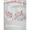 French floral embroidered underwear women's big breasts show small sexy transparent steel ring upper support anti-sagging bra cover