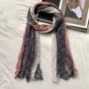 Warm Women's Long Pleated Shawl Bohemian Bandana Shawl Wraps Gradient Texture Scarf  Autumn Winter